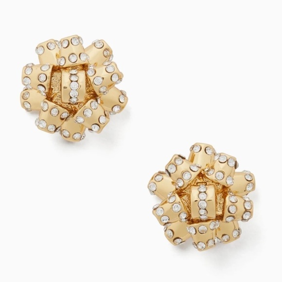 $58 Kate Spade Bourgeois Bow Stud Crystal Earrings - Picture 3 of 6